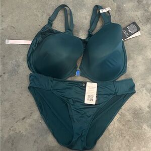 Body By Victoria Secret Adaptive Bra Panties Love Forest Green  L 40DDD